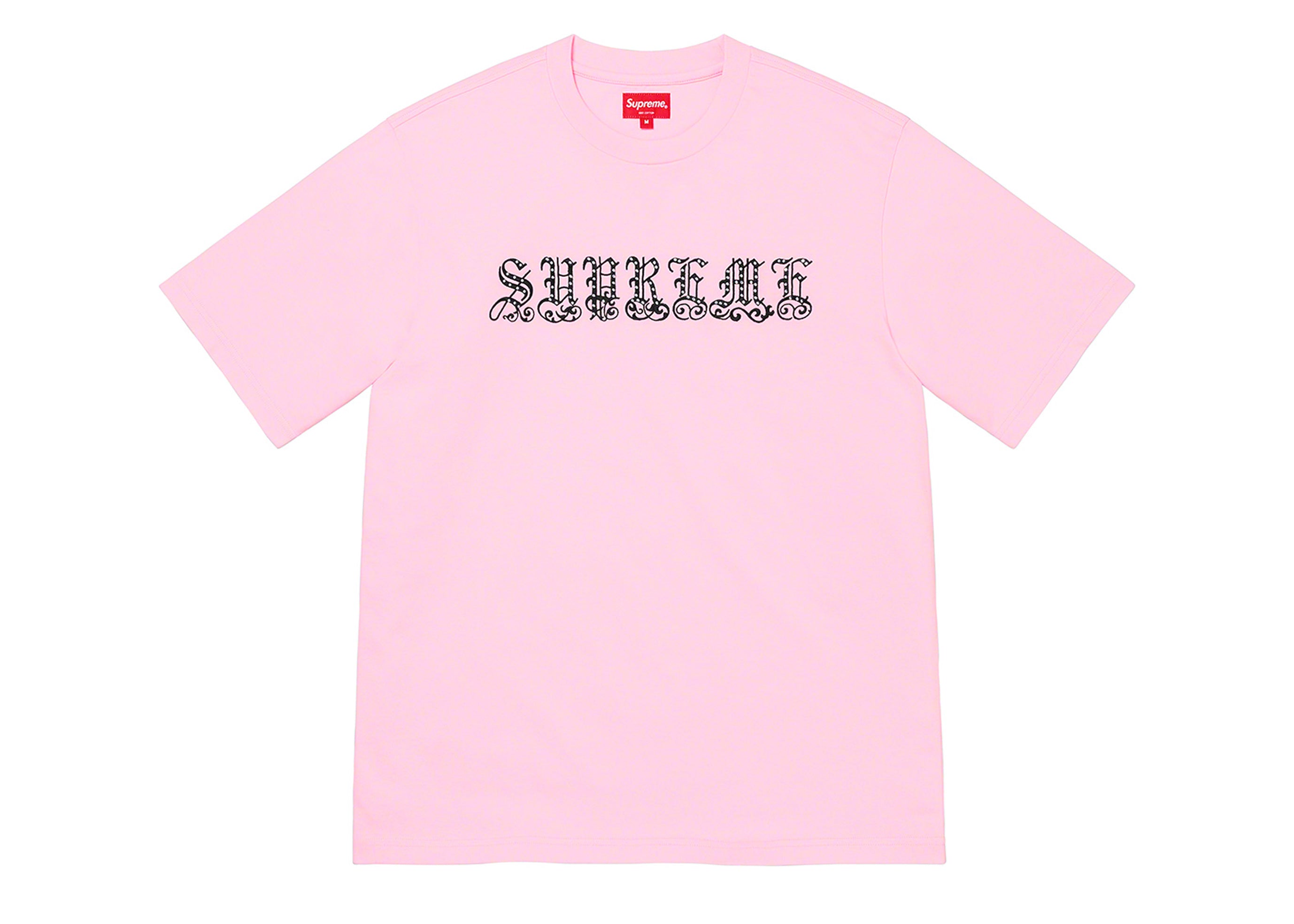 トップス supreme old English rhinestone tee pink SS21 Supreme Old English Rhinestone S/S Top tee L large pink