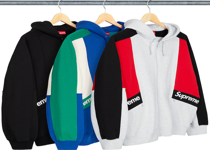SUPREME COLOR BLOCKED ZIP UP HOODED SWEATSHIRT (2020S/S)